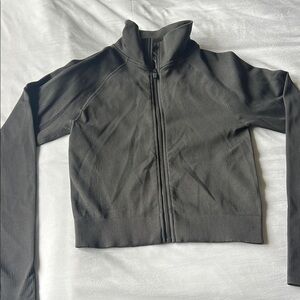 Fabletics Marle Grey Seamless Zip-Up Jacket - Khloe Kardashian Collection - NEW